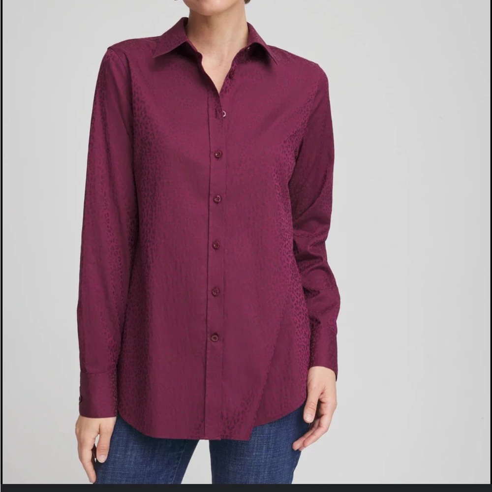 Chicos Burgundy Long Sleeve Shirt for women’s size 1